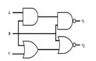 Four logic gates are connected