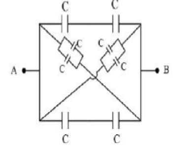 Eight capacitors each of capacity