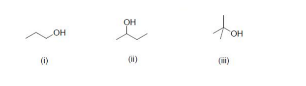 correct trend of acidic strength for the given alcohols: