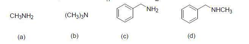  Arrange the following in decreasing order of their pKb values: