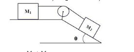 Two masses M1 and M2 are arranged as shown