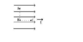three points A, B and C in a uniform electric field