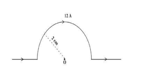 A straight wire carrying a current of 12 A