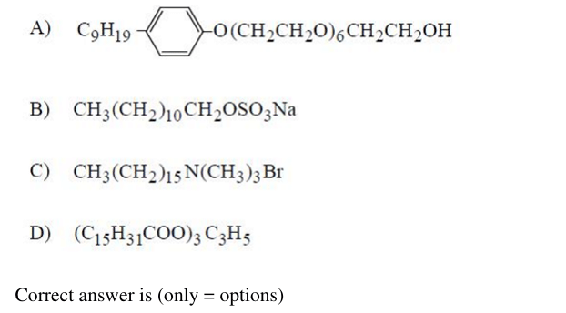 synthetic detergents of the following are