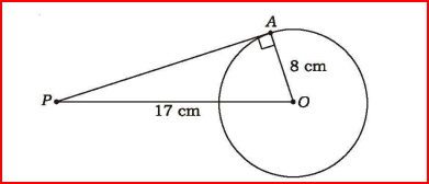 center of a circle of radius 8 cm