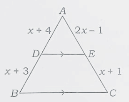 In the following figure, if DE || BC, then x