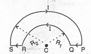  two semicircular wires-carries a current