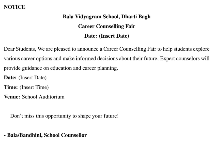 You are Bala/Bandhini, school counsellor of Bala Vidyagram School, Dharti Bagh.