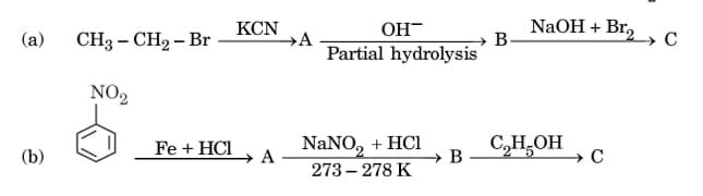  structures of A, B, and C 