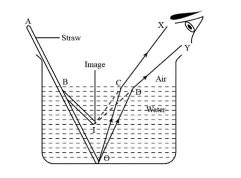 straw appears bent when it is partly dipped