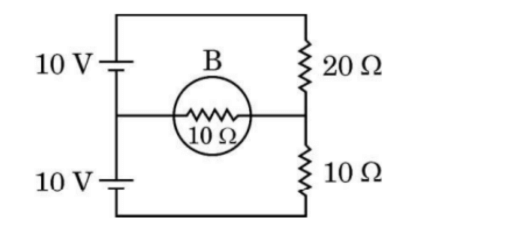 Two cells of emf 10 V each, two resistors