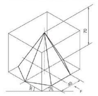 A pentagonal pyramid is resting on H.P. on its base