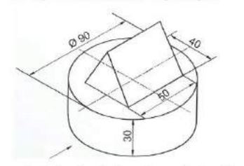 A triangular prism is resting on a circular slab and its axis is perpendicular to V.P.