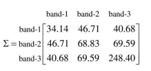 For the following covariance matrix (Σ) of a multispectral image, which of the statements is/are INCORRECT?