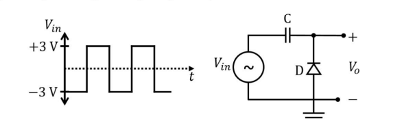 capacitor, ideal diode, input voltage, and output voltage, 