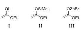 The reactivity of the enol derivatives towards benzaldehyde follows the order