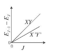 The spacing between successive rotational energy levels of a diatomic molecule XY and its heavier isotopic analogue X'Y'