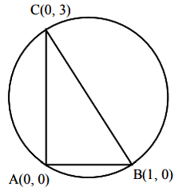 Circle with points A, B and C