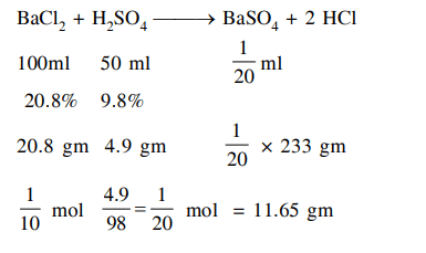 The amount of BaSO4 formed upon mixing 100mL 