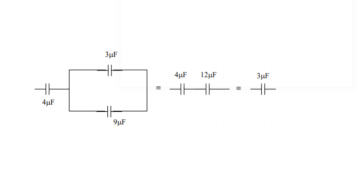 A combination of capacitors is set up