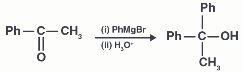 reaction with one mole of phenyl magnesium bromide (PhMgBr)