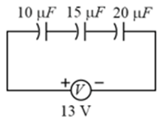 The charge on capacitor of capacitance