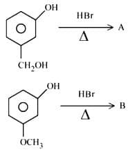  A' and ' B ' formed in the following set of reactions are: