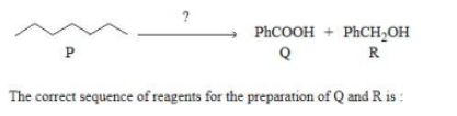 The correct sequence of reagents for the preparation of Q and R is: