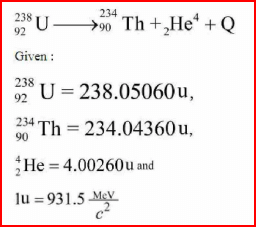 A common example of alpha decay is 