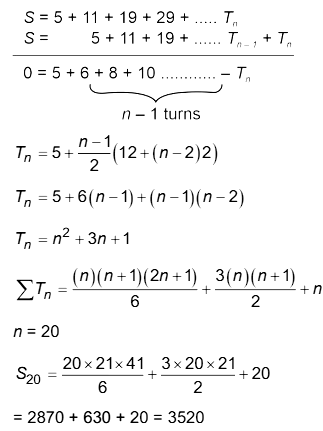 Sum of first 20 terms