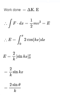 An object of mass 'm' initially at rest on a smooth horizontal plane starts moving under the action of force F=2N