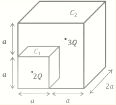 There are two cubical Gaussian surface carrying charges as shown