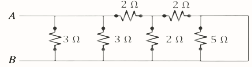 Find equivalent resistance between A and B for a given circuit