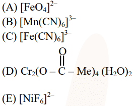 Identify the coordination complexes 