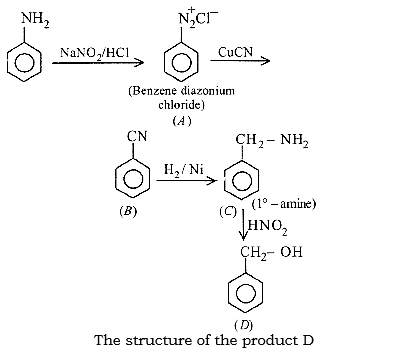 The structure of the product D