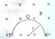 A thin semicircular conducting ring (PQR) of radius 'r'