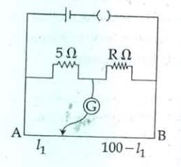 resistances in the two arms of the meter bridge are 5Ω and RΩ