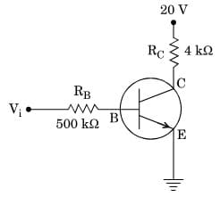 the input voltage Vi is 20V, VBE = 0 and VCE = 0