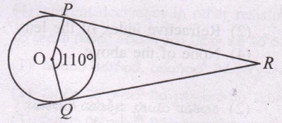 RP and RQ are the two tangents to the circle with centre O and ∠POQ=110°,then ∠PRQ=__.