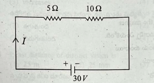 current (I) in the following circuit diagram