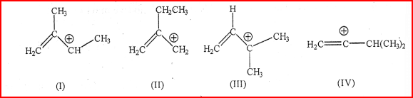 stability of the following carbocations is- CH3 CH2CH3 H2C CH CH3 (+ H2C CH2 H2C