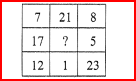 Find the missing number; 7,21,8,17,?, 5 12 1 23